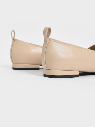 Square Toe Mary Jane Flats, Beige, hi-res