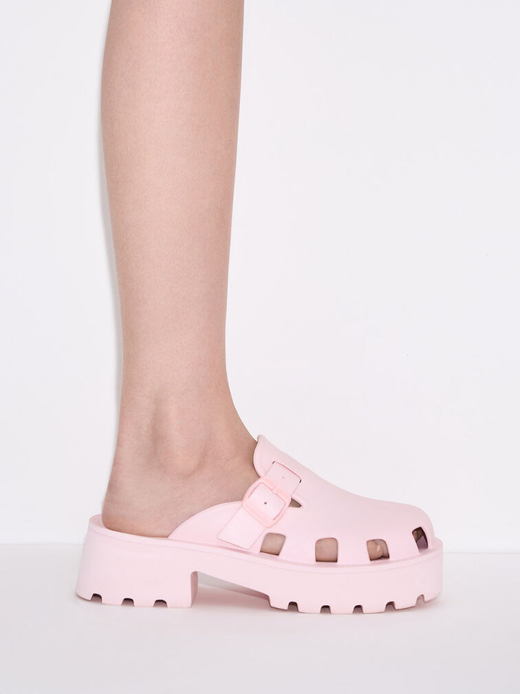 Mae Buckled Platform Mules, Light Pink, hi-res