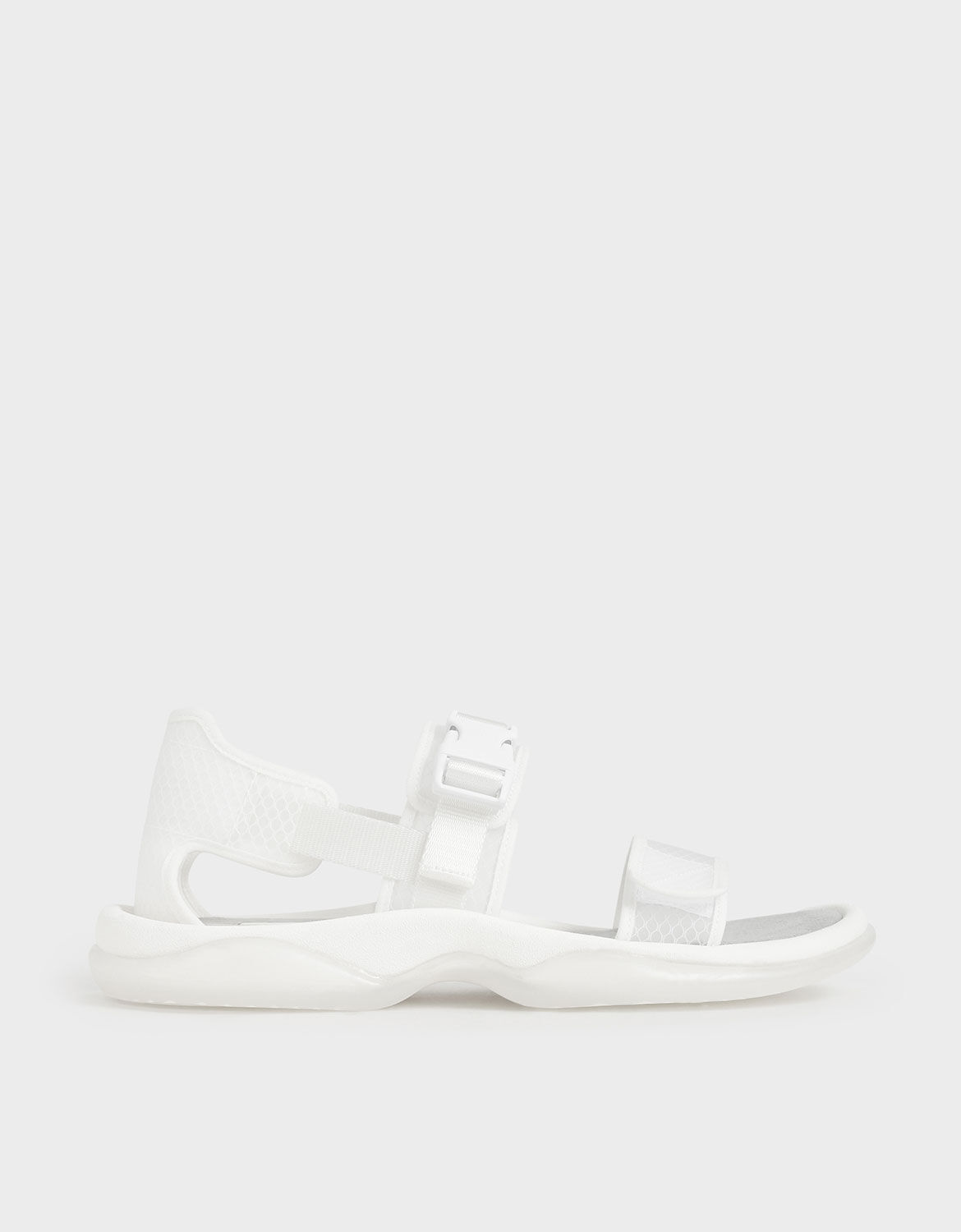 White Mesh Chunky Sandals | CHARLES 