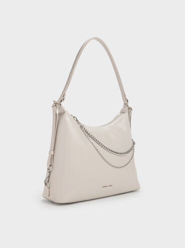 Bolso Hobo Atwood con cadena, Shell Grey, hi-res