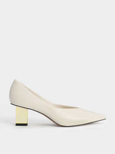 Metallic Blade Heel Pumps, Blanco tiza, hi-res