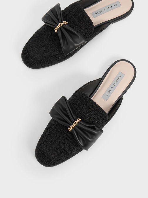 蝴蝶結平底穆勒鞋, 黑色特別款, hi-res