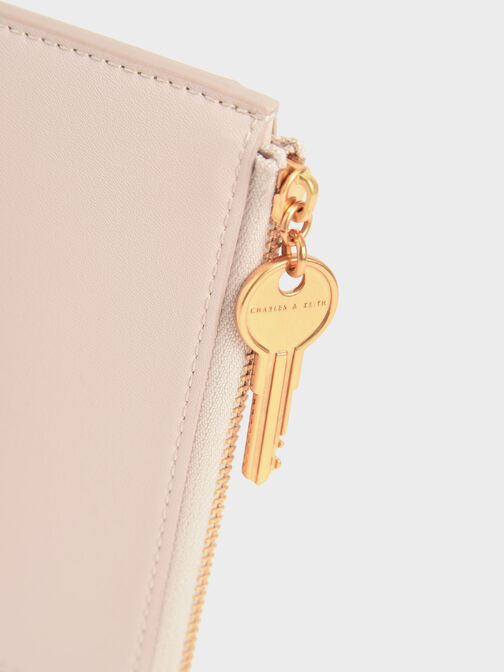 鑰匙拉鍊皮夾, 淺粉色, hi-res