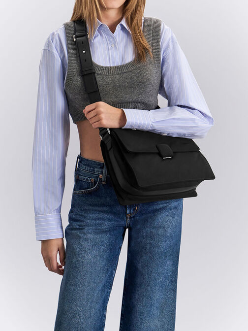 Koa Nylon Crossbody Bag, Black, hi-res