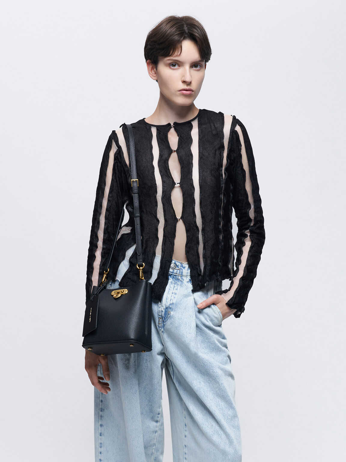 Black Alcott Bucket Bag CHARLES & KEITH KH