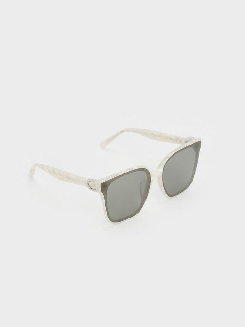 Gabine Oversized Butterfly Sunglasses, Pearl, hi-res