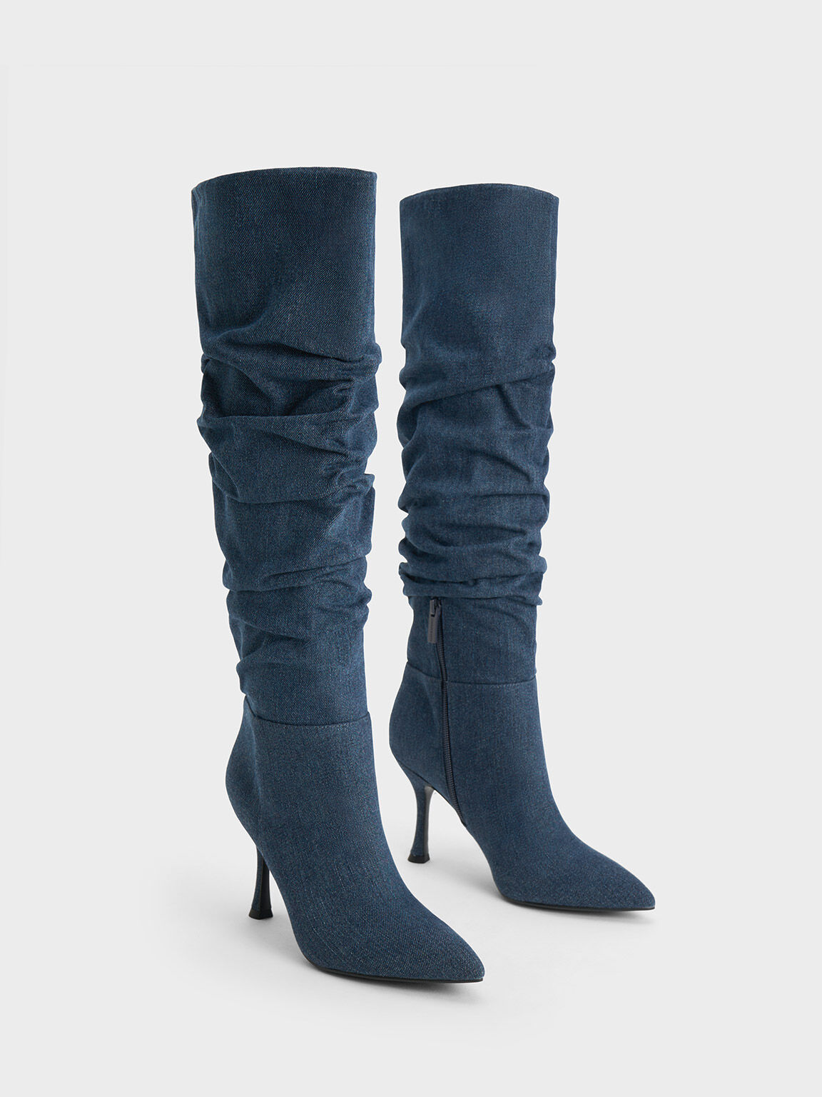 Blue Glitter Chunky Heel Ankle Boots For Women, Autumn/winter | SHEIN USA