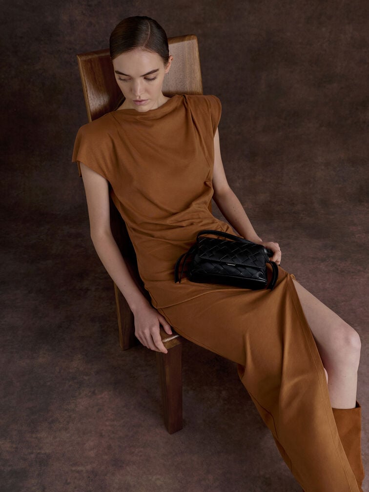 Bolsa transversal Ivette Woven, Preto, hi-res