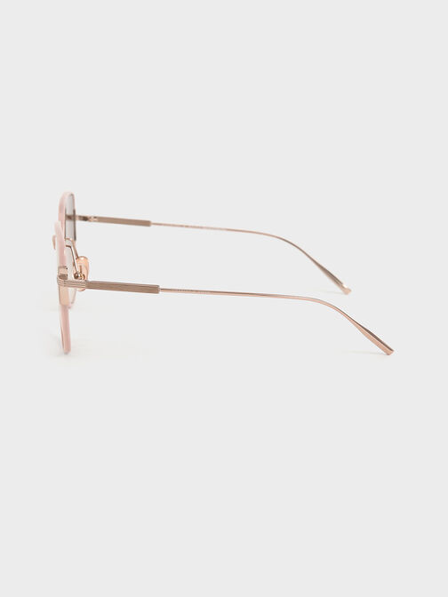 Seraphina Panelled Temples Butterfly Sunglasses, Pink, hi-res
