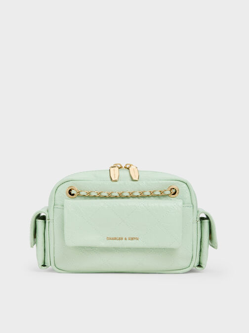 Duo Quilted Crossbody Bag, Mint Green, hi-res