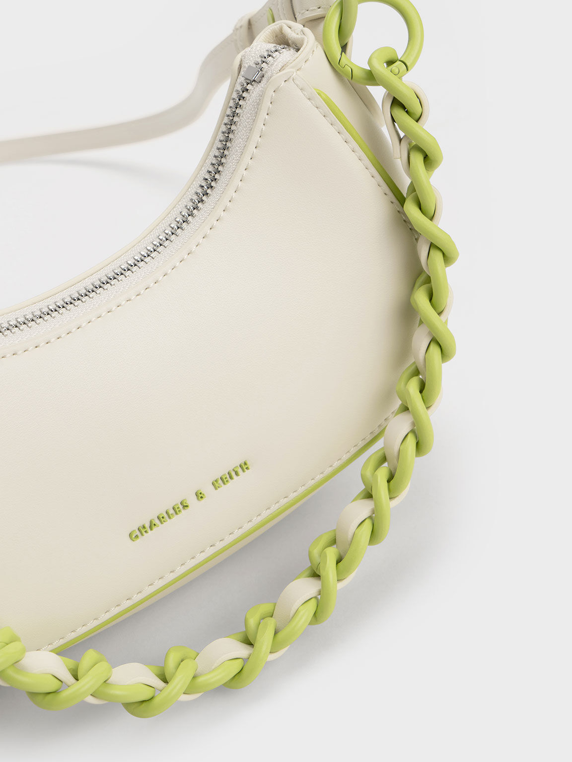 Alouette Curved Shoulder Bag, Cream, hi-res