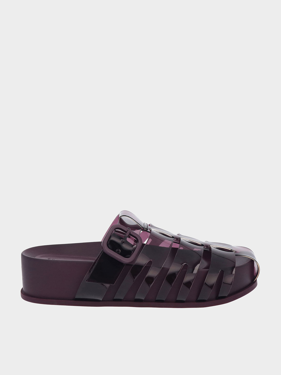 Madison Caged See-Through Slide Sandals, Purple, hi-res