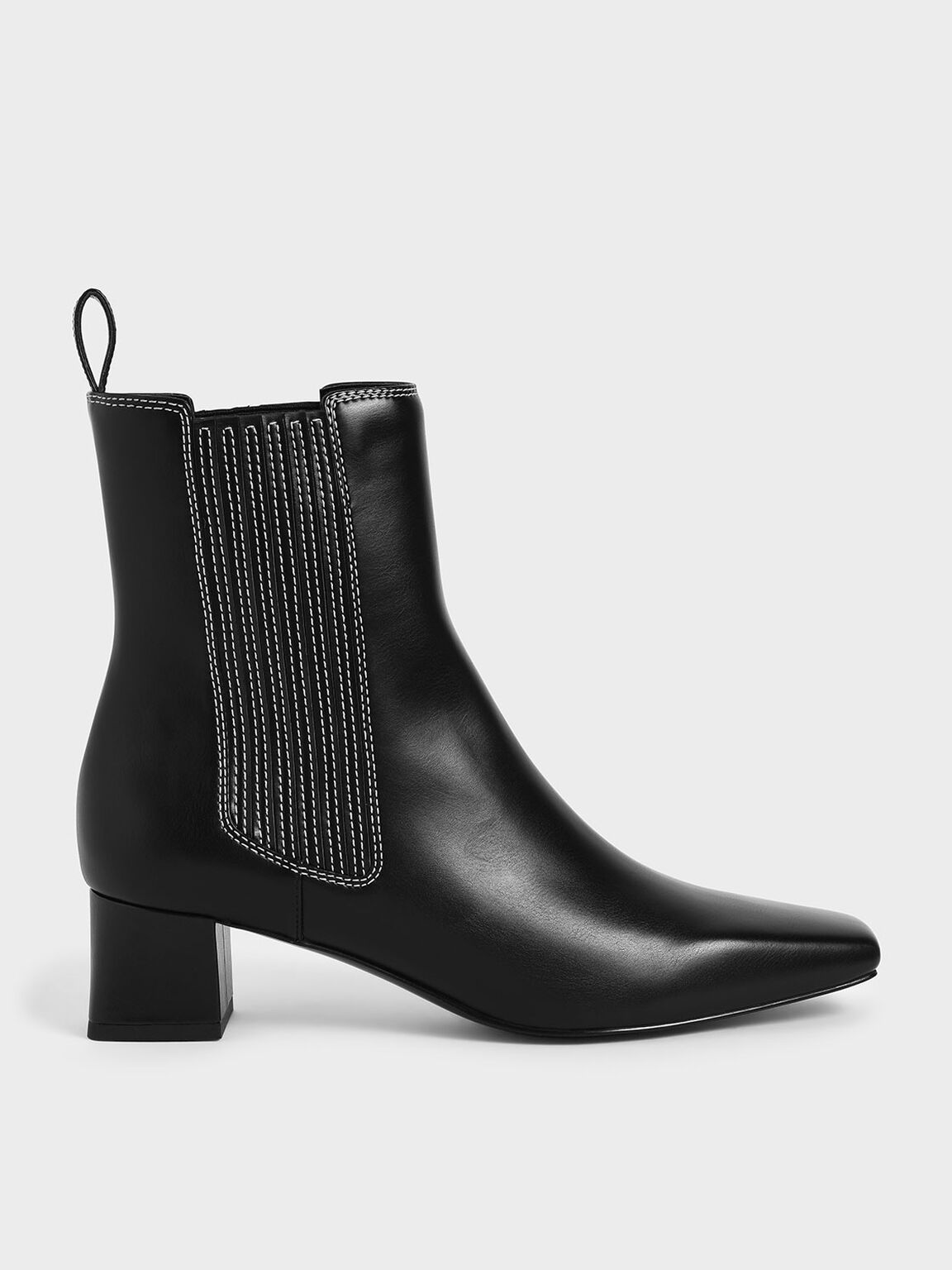 Black Stitch Trim Ankle Boots Charles Keith Sg