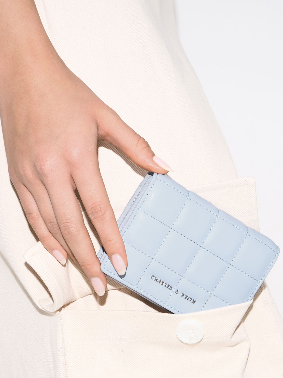 Light Blue Quilted Mini Wallet - CHARLES & KEITH US