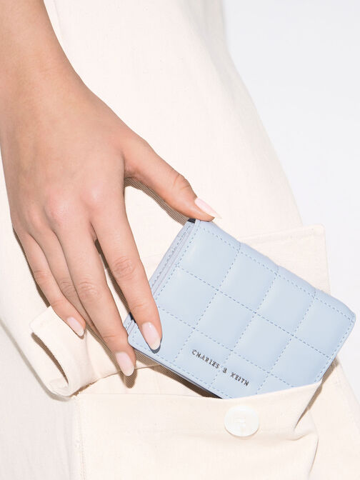 Quilted Mini Wallet, Light Blue, hi-res