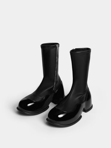 Pixie Patent Calf Boots, Black, hi-res