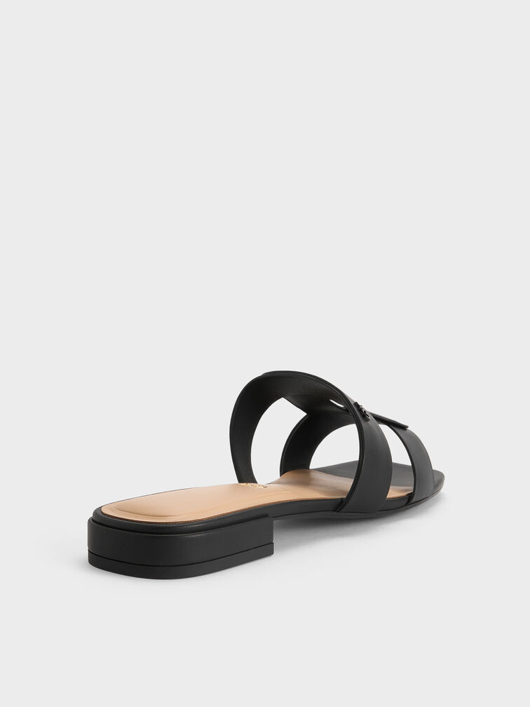 Joan Leather Slide Sandals, Black, hi-res