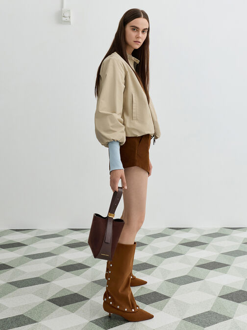 Edna Recycled Suede Bucket Bag, Espresso Brown, hi-res