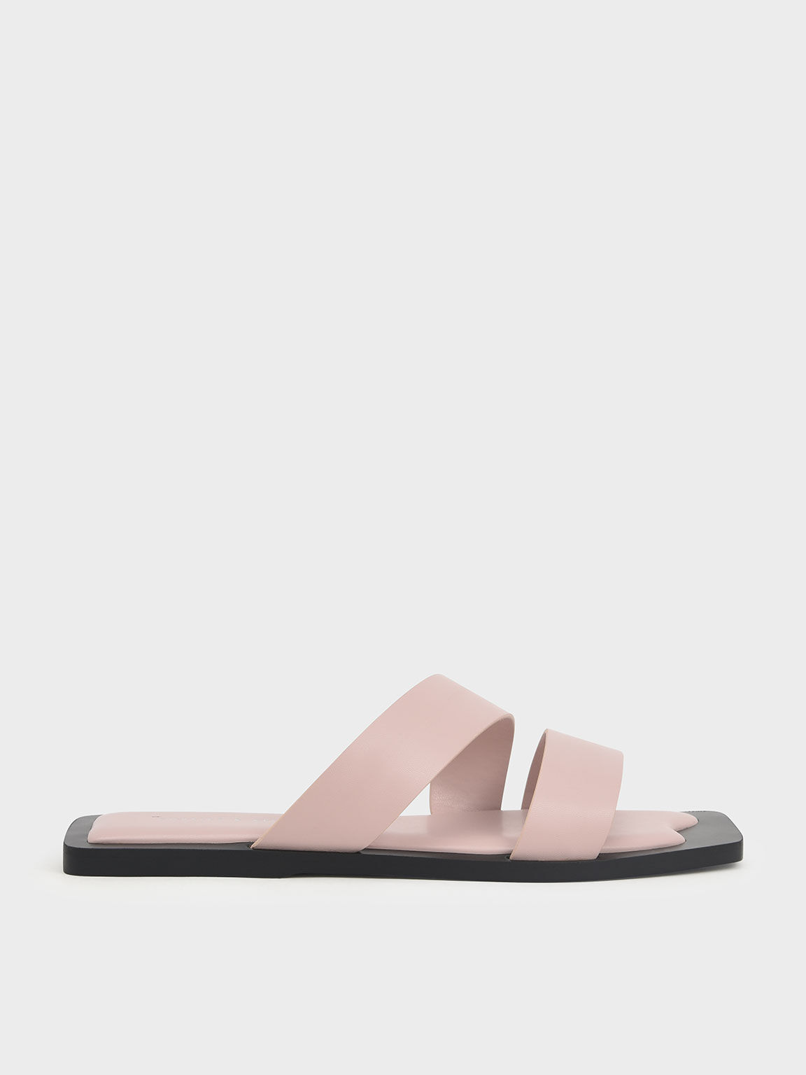 Asymmetric Strappy Slide Sandals, Light Pink, hi-res