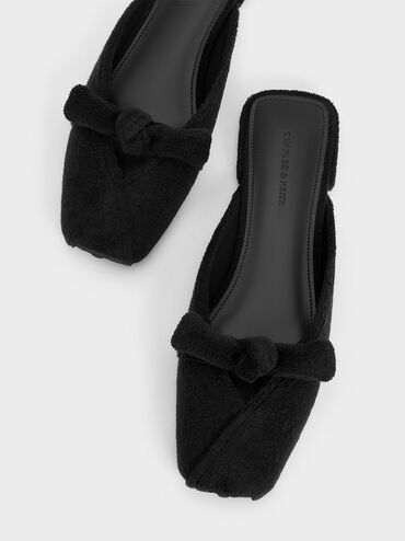 Loey Textured Knotted Mules, Black Textured, hi-res