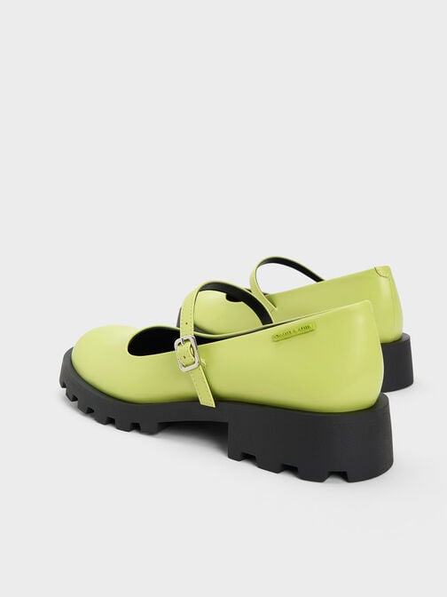 Rounded Square-Toe Mary Janes, Lime, hi-res