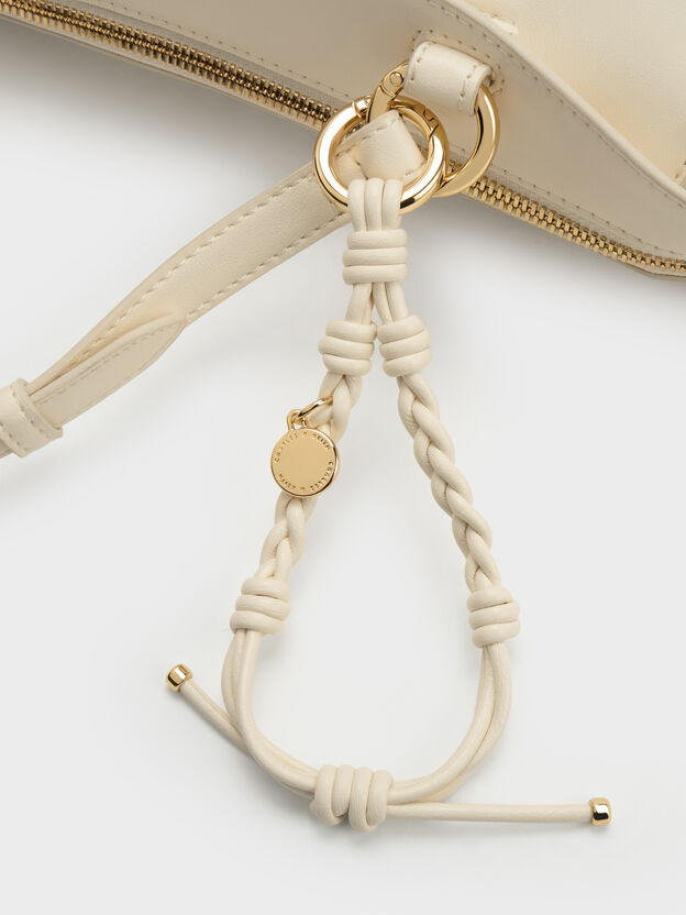 Haylen Braided-Charm Tote Bag, Cream, hi-res