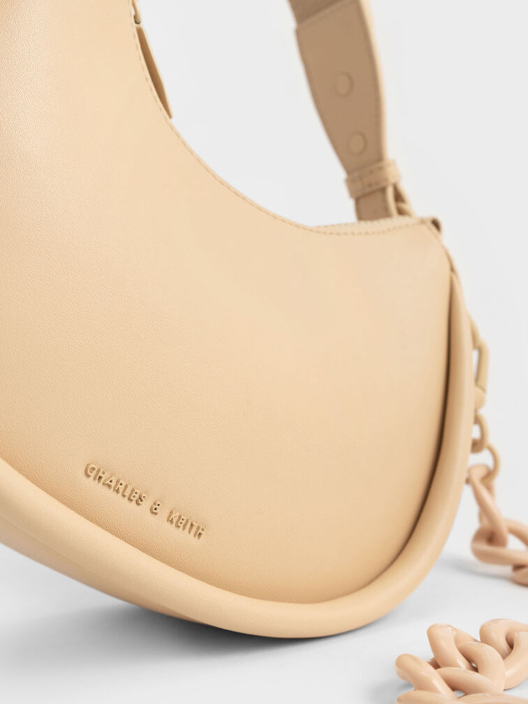 Beige Lana Curved Shoulder Bag - CHARLES & KEITH US