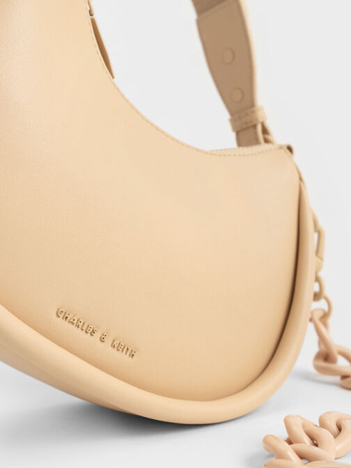 Lana Curved Shoulder Bag, Beige, hi-res