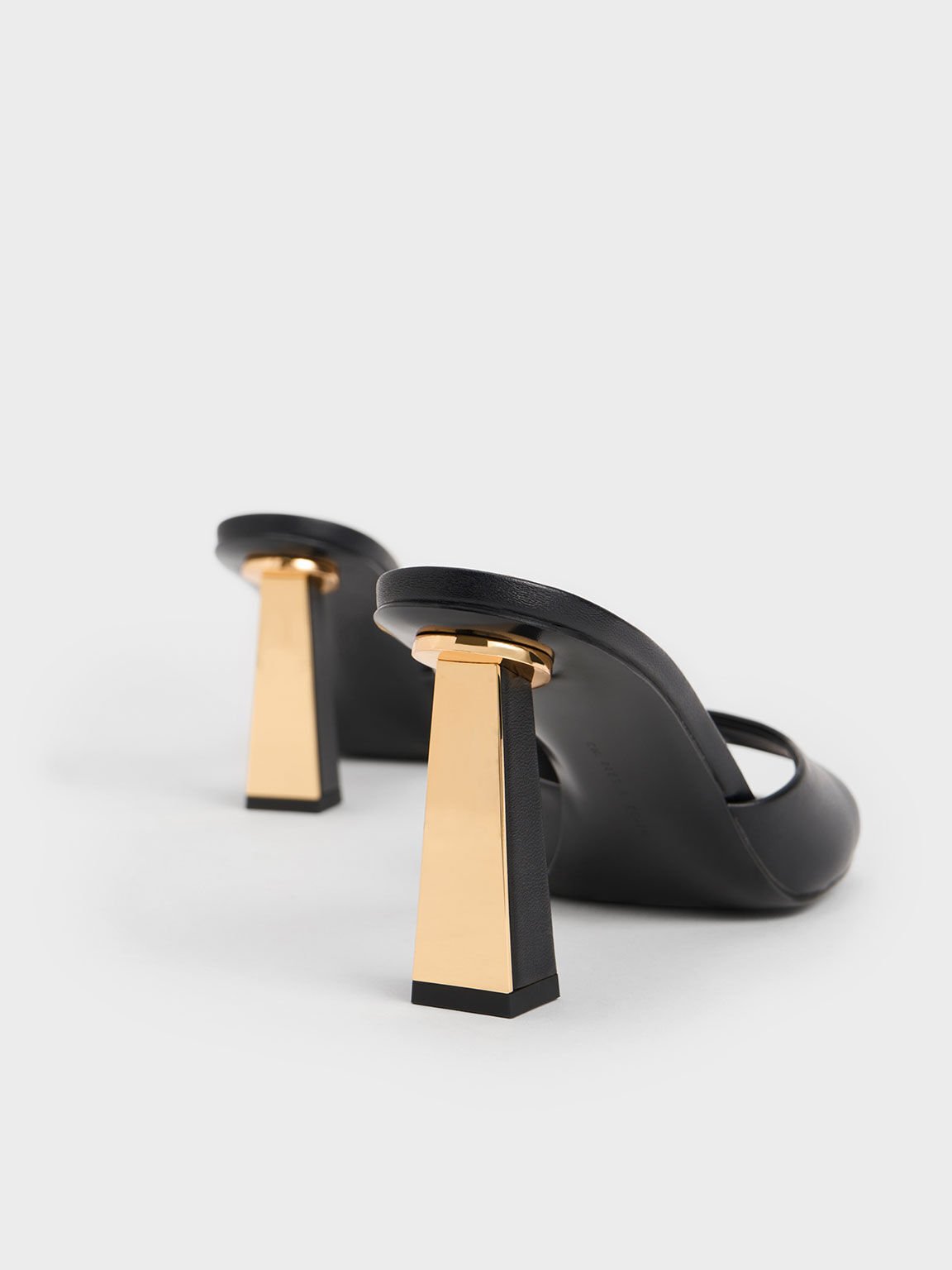 Geometric Heeled Mules, Black, hi-res