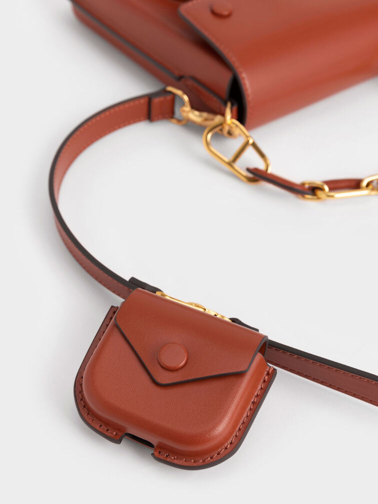 Amber Chain-Handle Long Crossbody Bag, Brick, hi-res