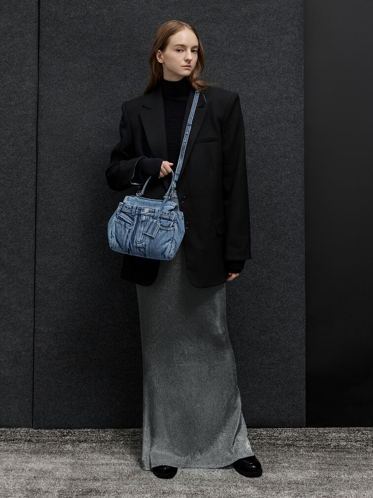 Arita Denim Jeans Top Handle Bag, Denim Blue, hi-res