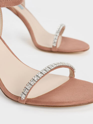 Ambrosia Textured Gem-Embellished Ankle-Strap Pumps, Nude, hi-res