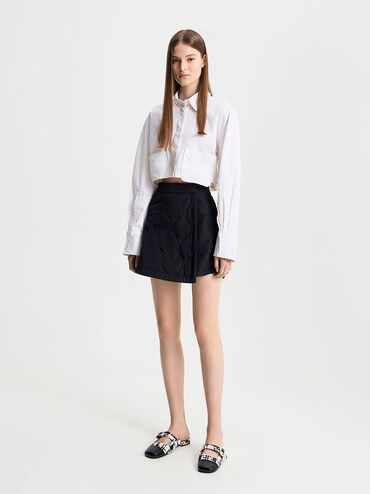 Tweed Pearl Buckle Mary Jane Mules, Black, hi-res