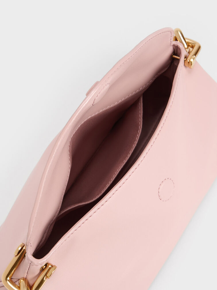 Cleona Braided Handle Shoulder Bag - Light Pink