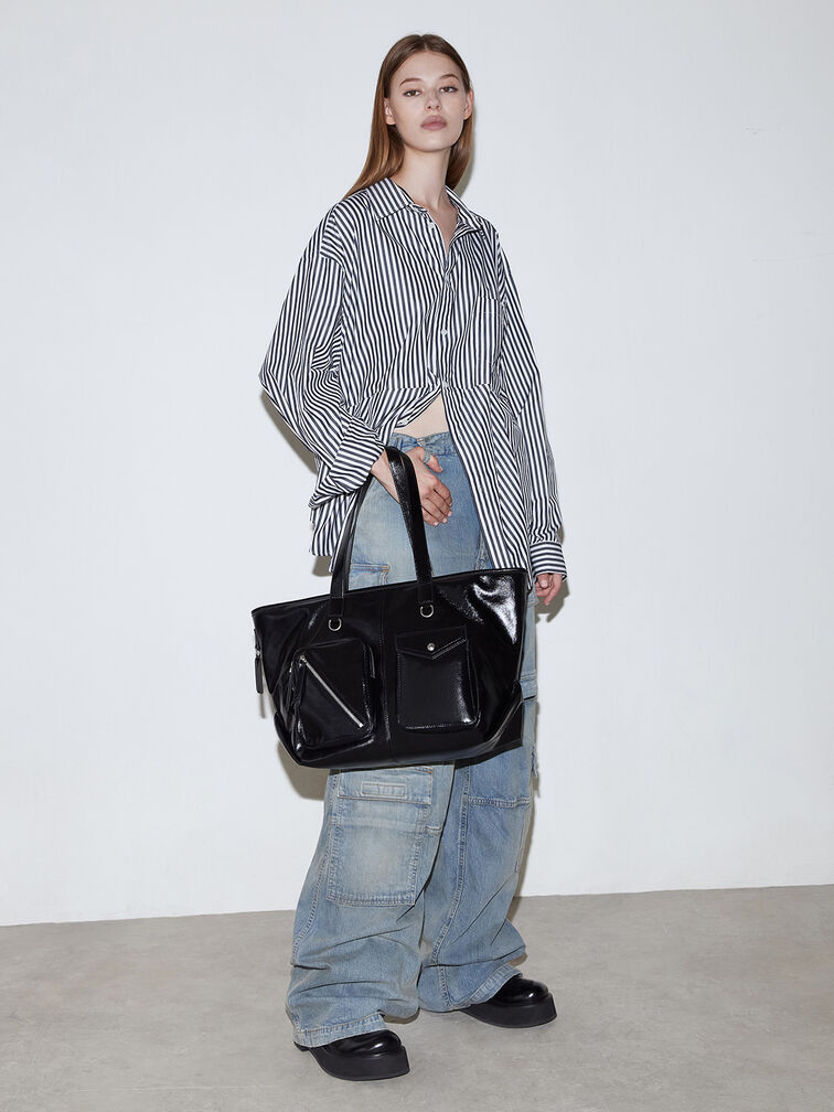 Thora Multi-Pocket Tote Bag, Noir, hi-res