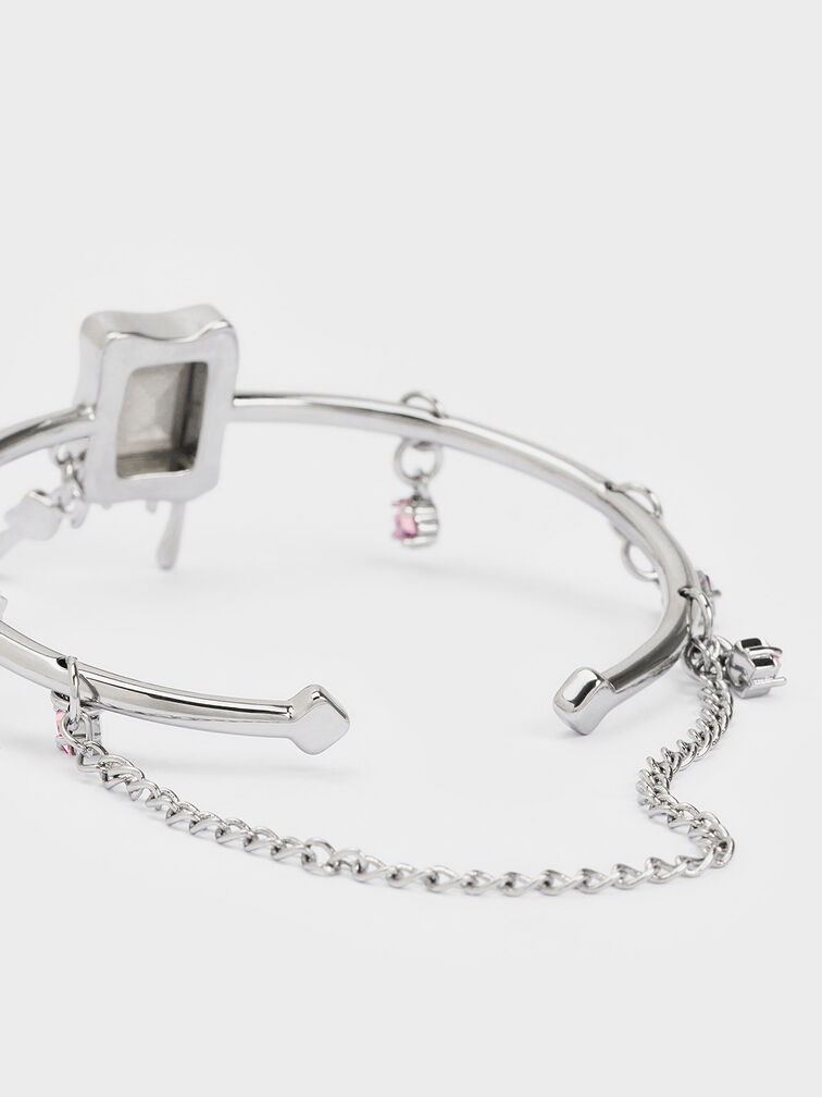 Zira Crystal Charm Cuff Bracelet, Silver, hi-res