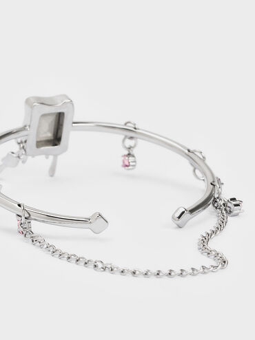 Zira Crystal Charm Cuff Bracelet, Silver, hi-res