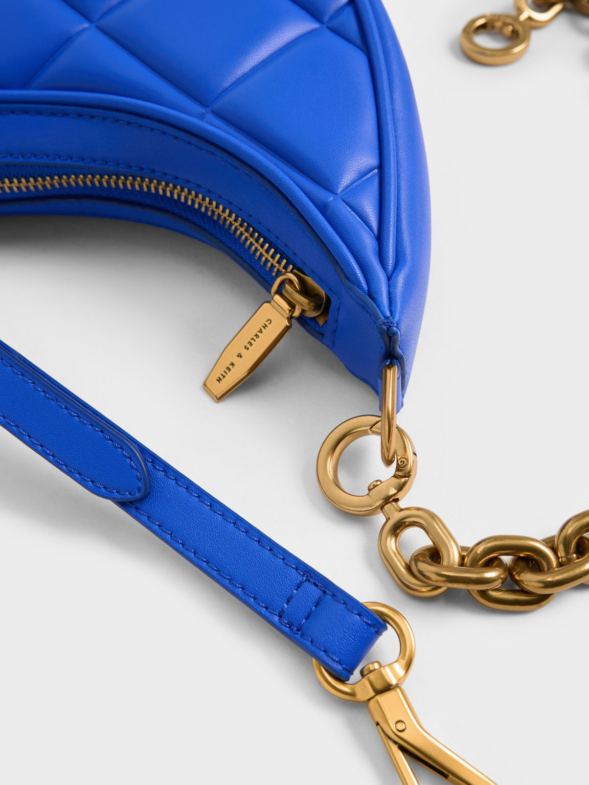 Bonnie Chain-Handle Crescent Bag, Cerulean, hi-res