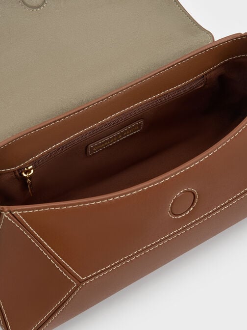 Nasrin Geometric Shoulder Bag, Chocolate, hi-res