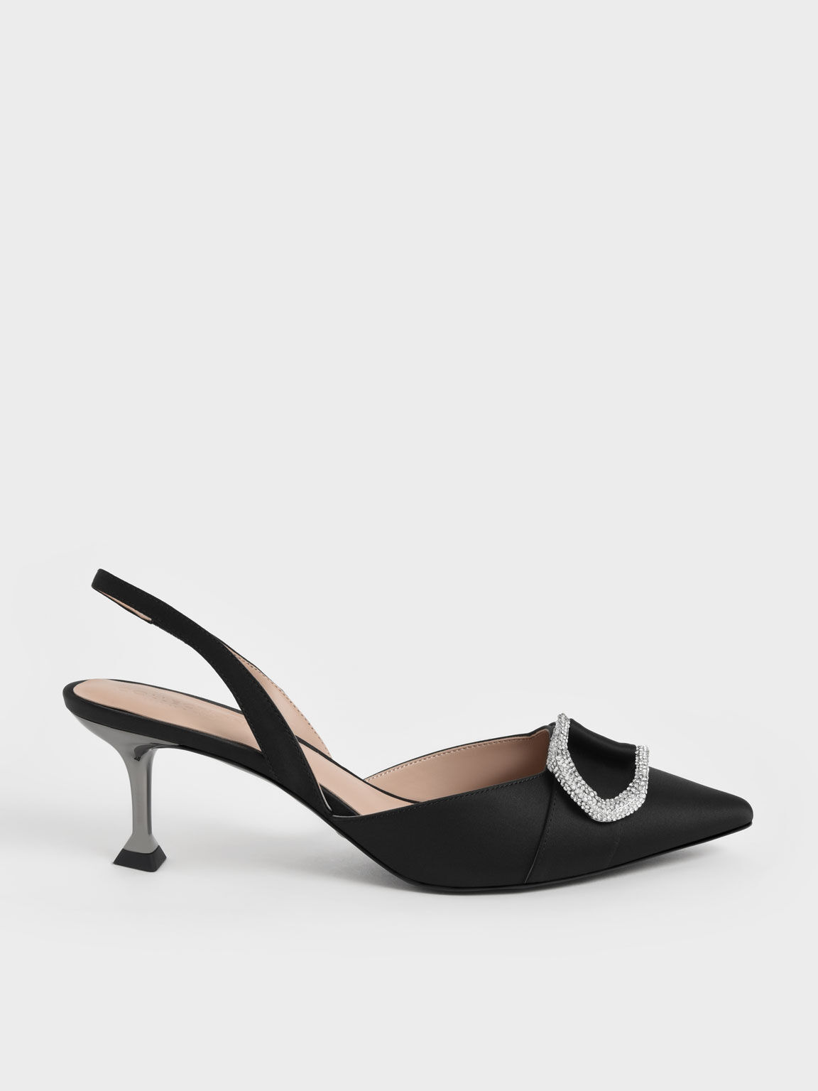 Gabine Gem-Embellished Slingback Pumps, Black, hi-res