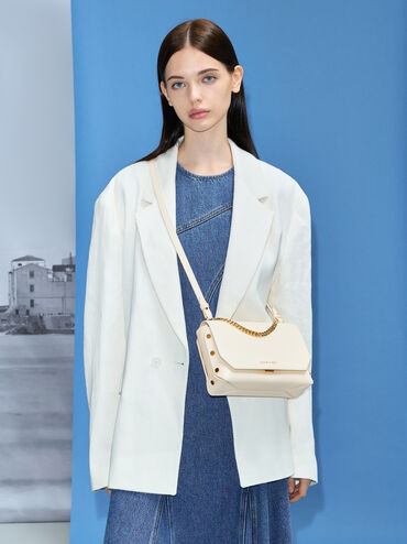 Clea Chain-Handle Bag, Cream, hi-res