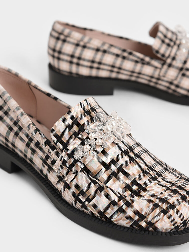 珍珠花卉樂福鞋, 混色, hi-res