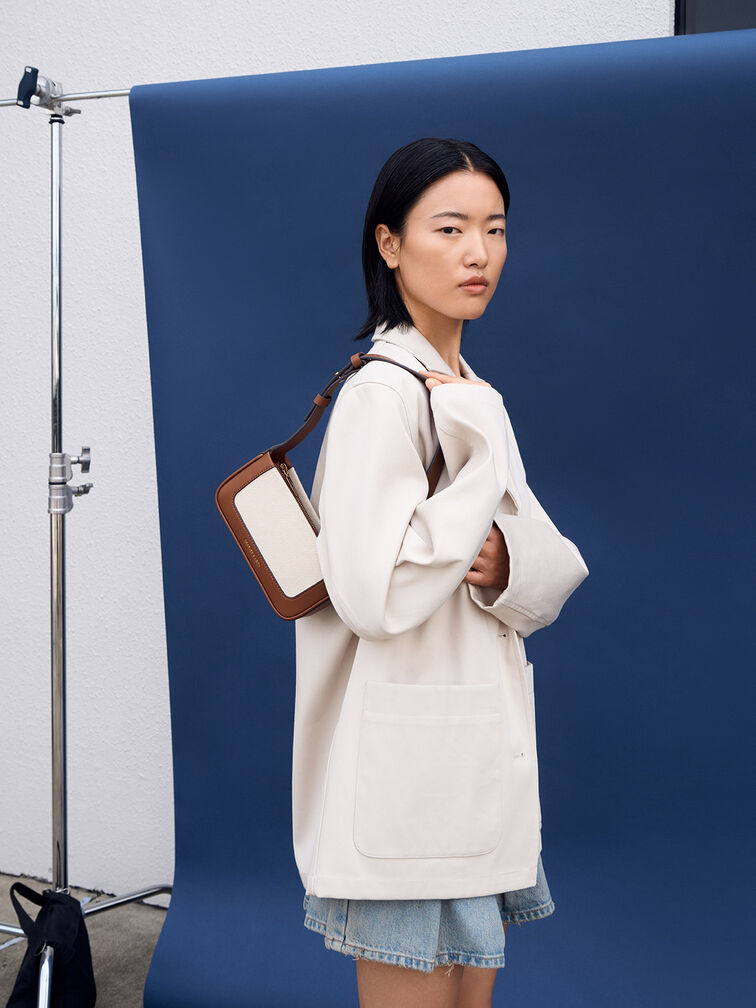 Daylla Canvas Shoulder Bag, Tan, hi-res