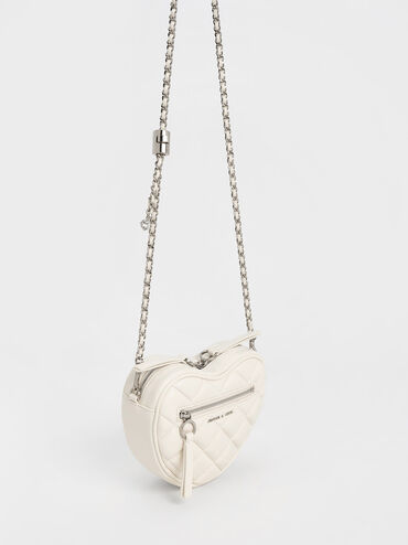 Philomena Quilted Heart Crossbody Bag, Cream, hi-res