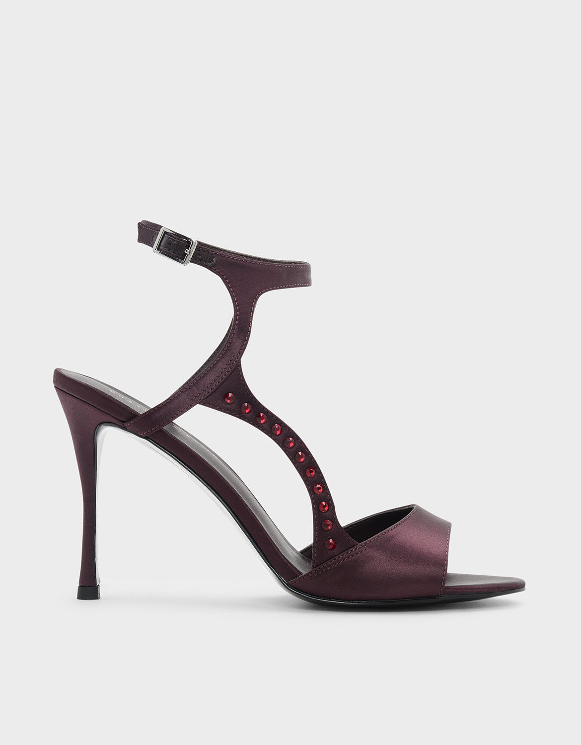 burgundy embellished heels