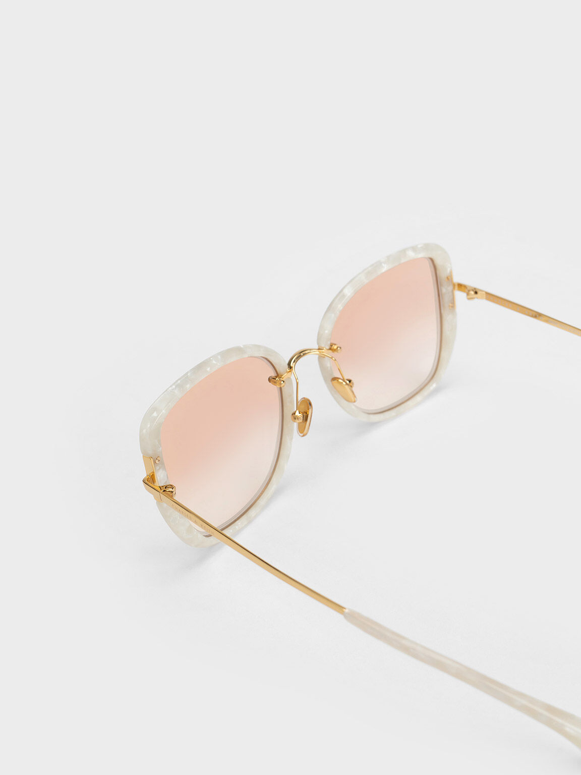 Acetate Butterfly Sunglasses, Cream, hi-res