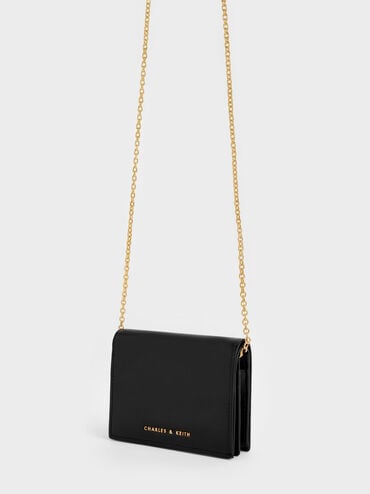 Cassia Snap Button Mini Short Wallet, Black, hi-res
