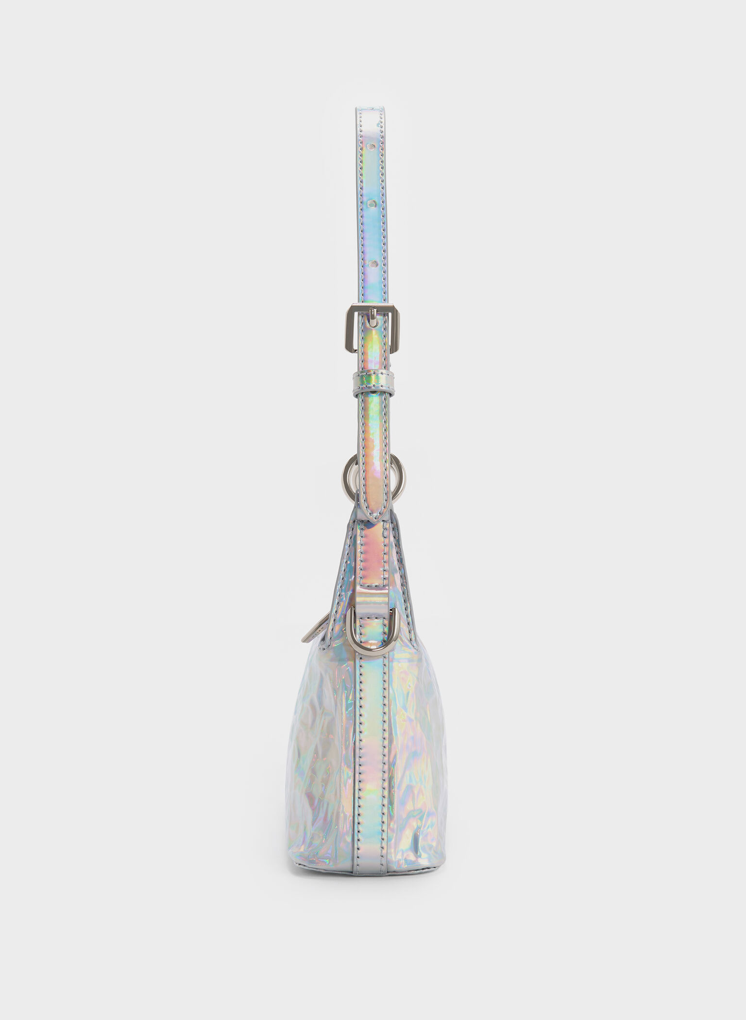 Lark Holographic Crinkle-Effect Shoulder Bag, Prism Silver, hi-res