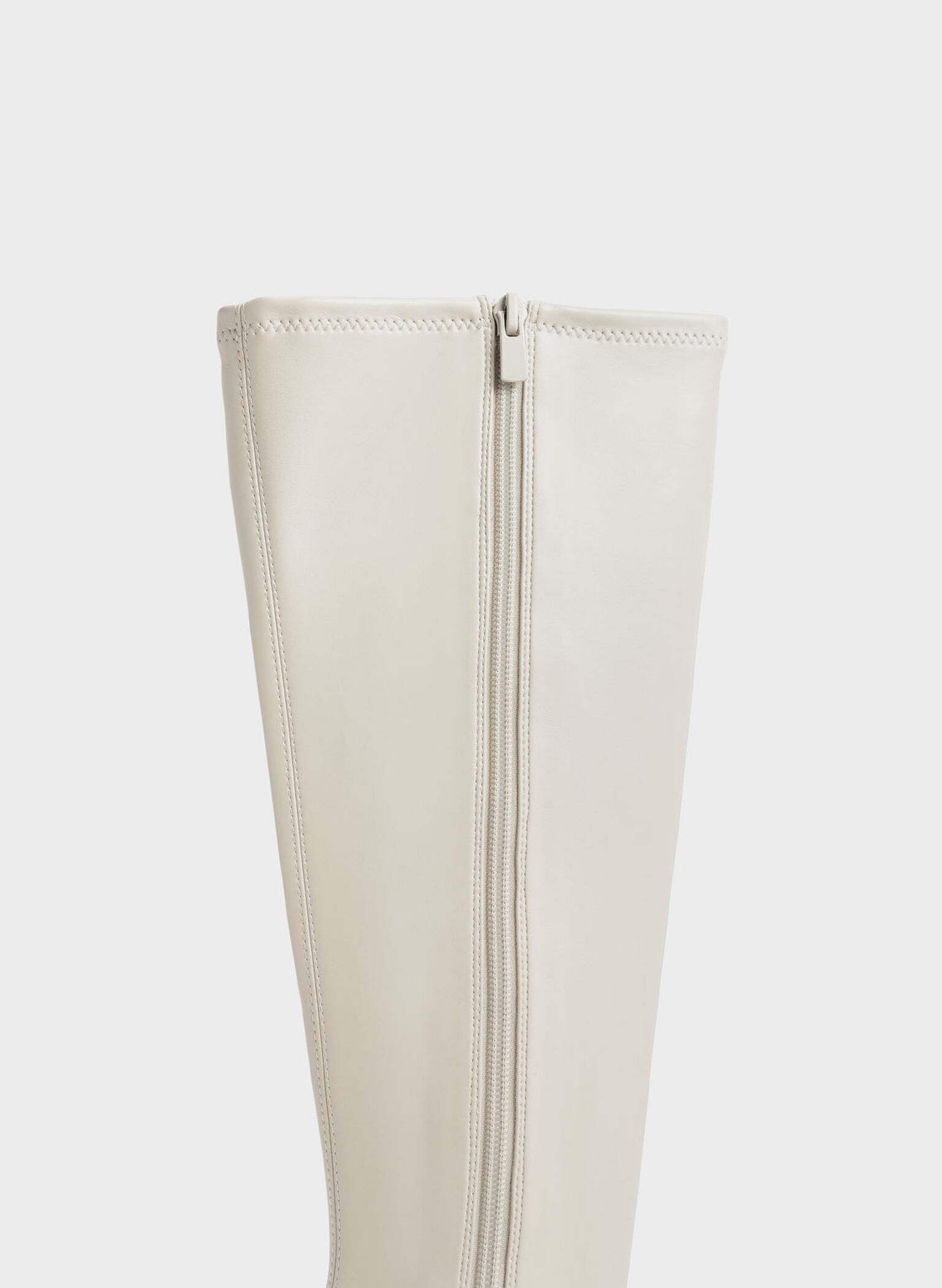 Knee High Flat Boots, Chalk, hi-res
