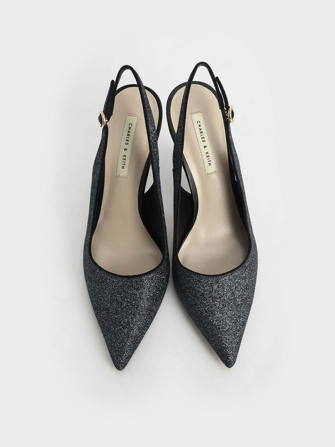 black leather low heel court shoes